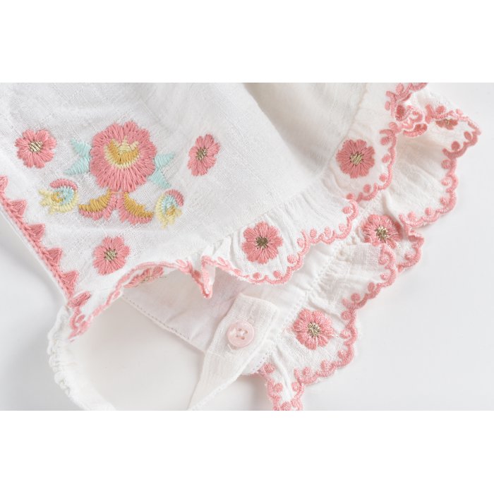 Bonetă din bumbac organic Tishaya Alb