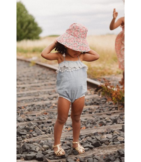 Pălărie de soare din bumbac organic Lagik Pink Meadow LM_00014_CBA_21_SS