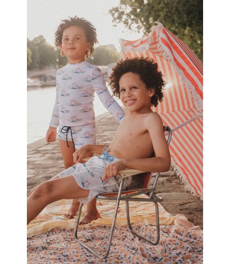 Short de plajă Aderi Off White Hawaii LM_00015_CBA_21_SS