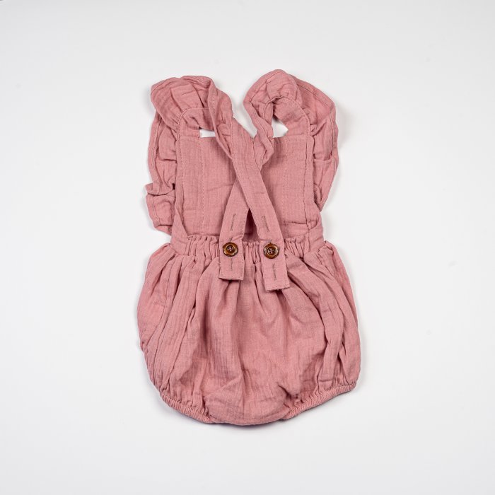 Salopetă din bumbac organic cu bentiță grena