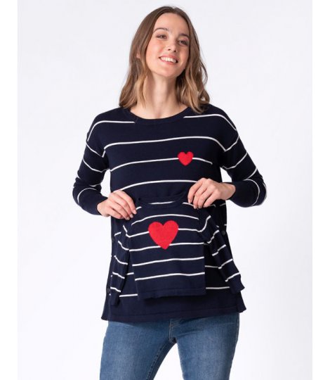 Pulover Mama&Mini Inima Lennan albastru marin SM_00006_PLV_21_SS